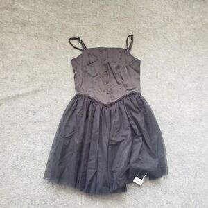 NEW Goth Dress Womens Extra Small Mini Black Tulle Ballerina Tutu Strappy Punk